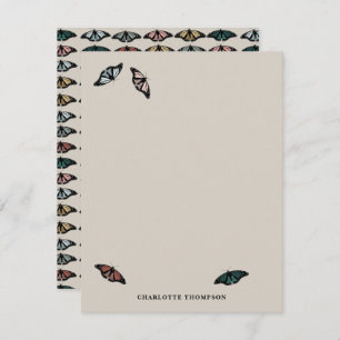 Modern Neutral Butterflies Garden Pattern Note Card