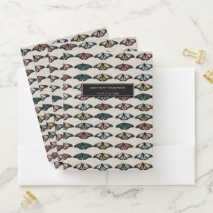 Modern Neutral Butterflies Garden Pattern Pocket Folder
