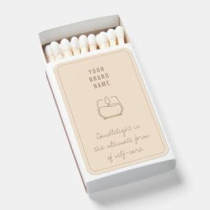 Modern Neutral Candle Logo Personalized Matchboxes