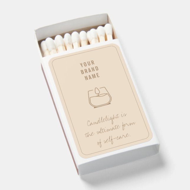 Modern Neutral Candle Logo Personalized Matchboxes (Front Open)