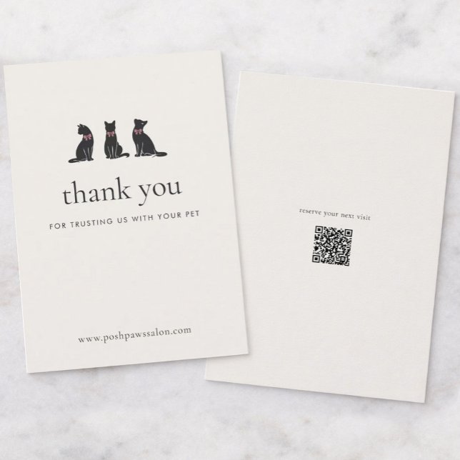 Modern Neutral Cat Grooming Business Insert |  Thank You Card (Creator Uploaded)