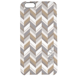 Modern neutral chevron geometric pattern monogram clear iPhone 6 plus case