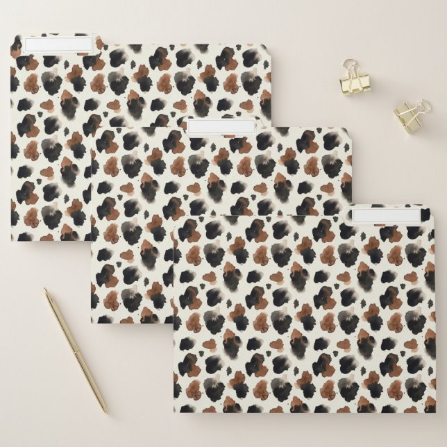 Modern Neutral Chocolate Cow Print Aesthetic File Folder (Set)
