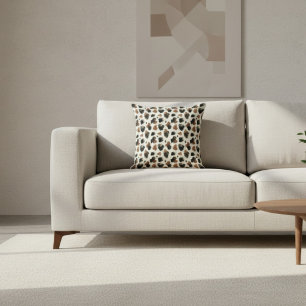 Modern Neutral Chocolate Cow Print Aesthetic Throw Pillow