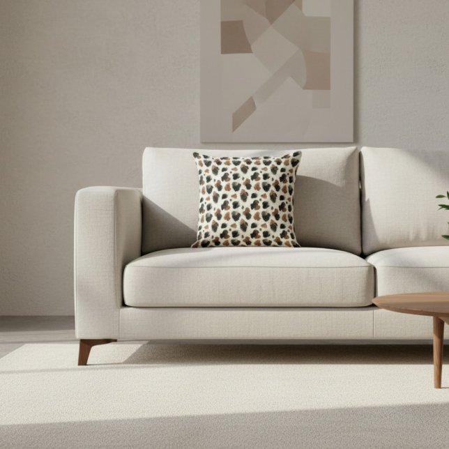 Modern Neutral Chocolate Cow Print Aesthetic Throw Pillow (Creator Uploaded)