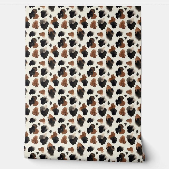 Modern Neutral Chocolate Cow Print Aesthetic Wallpaper (Unrolling)