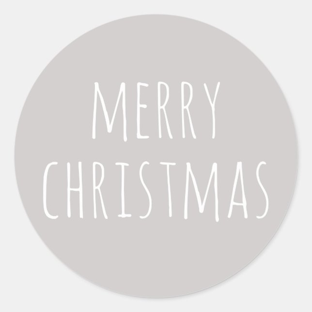 Modern Neutral Christmas | Warm Light Gray Holiday Classic Round Sticker (Front)