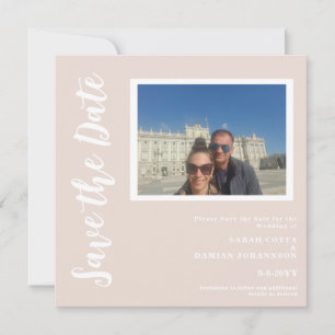 Modern Neutral Color Flat Square Save the date