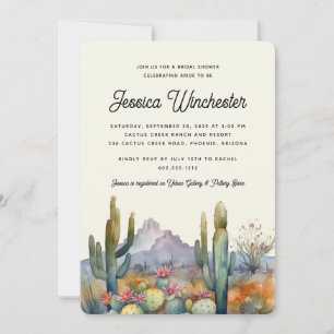 Modern Neutral Desert Cactus Bridal Shower  Invitation