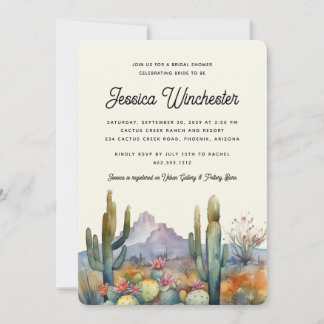 Modern Neutral Desert Cactus Bridal Shower Invitation