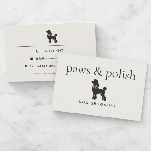 Modern Neutral Dog Groomer | Editable Business Card (Creator Uploaded)