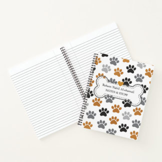 Modern Neutral Dog Paw Print Spiral Notebook