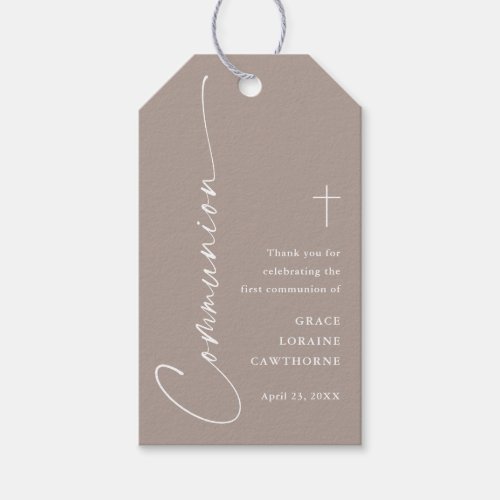 Modern Neutral First Communion Thank You Favor Gift Tags