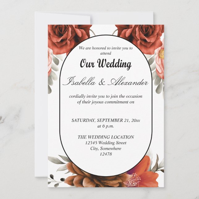 Modern Neutral Floral Rustic Elegant Dried Invitation (Front)