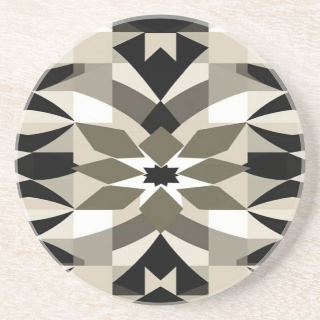 Modern Neutral Geometric Sand ston Print | Earth Coaster (Front)
