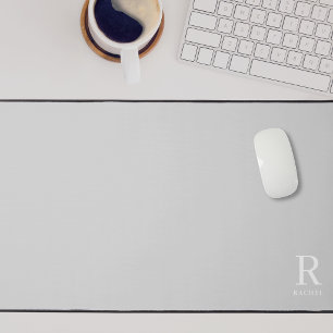 Modern Neutral Gray Custom Initial Monogram Desk Mat