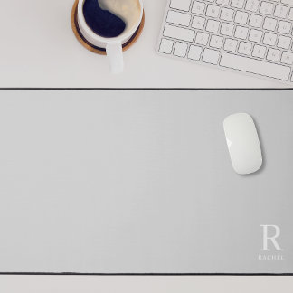 Modern Neutral Gray Custom Initial Monogram Desk Mat