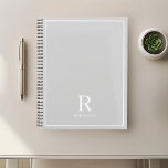 Modern Neutral Gray Family Name Planner<br><div class="desc">Custom-designed planner notebook featuring classic modern family name monogram design on neutral earthy color background.</div>