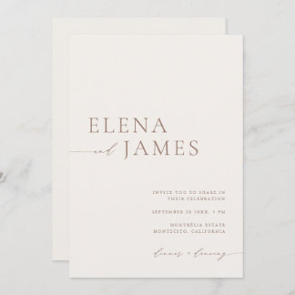  Modern Neutral Ivory & Mocha Wedding Invitation