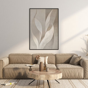 Modern Neutral Leaves Aesthetic Wall Art