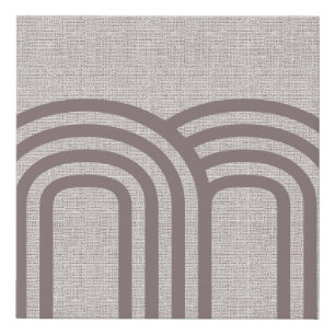Modern Neutral Linen Monogram Pattern Faux Canvas Print