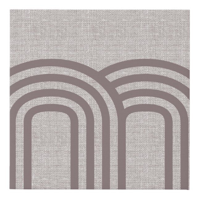 Modern Neutral Linen Monogram Pattern Faux Canvas Print (Front)