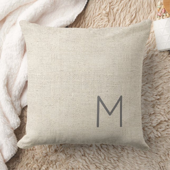 Modern Neutral Masculine INITIAL, FULL NAME decor Throw Pillow (Blanket)