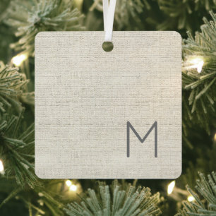Modern Neutral Masculine INITIAL, FULL NAME Metal Ornament