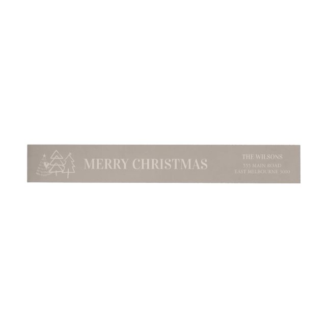 Modern Neutral Merry Christmas Tree Wrap Around Label (Individual)