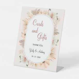 Modern Neutral Oval Arch Flower Cards and Gifts Pedestal Sign