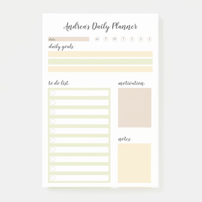 Modern Neutral Personalized Daily Planner Post-it Notes (Front)