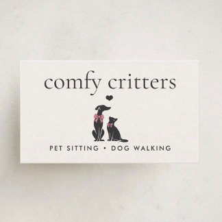 Modern Neutral Pet Sitter Dog Walker | Editable Business Card