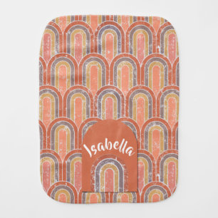 Modern neutral rainbows boho baby burp cloth