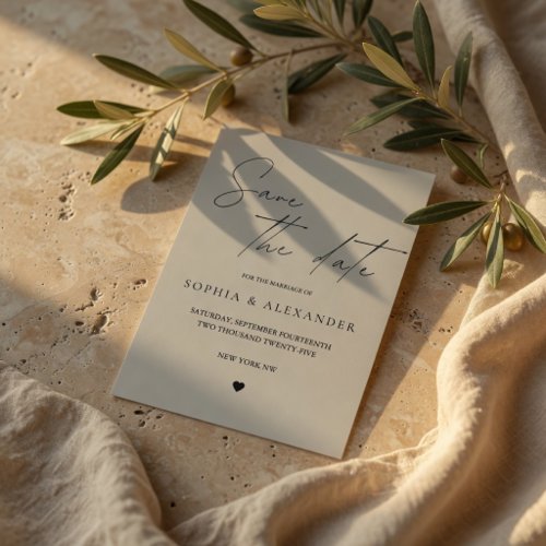 Modern Neutral Save the Date Card Minimalist