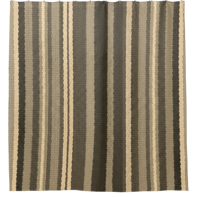 Modern Neutral Striped Pattern Shower Curtain (Front)