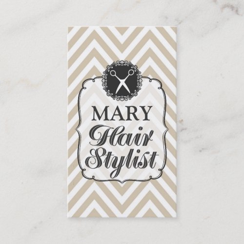 Modern Neutral Tan Chevron Hair Stylist Salon CARD Business Card