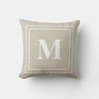 Modern Neutral Tan Monogram Throw Pillow