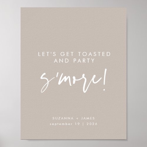 Modern Neutral Taupe Calligraphy Smores Bar Sign