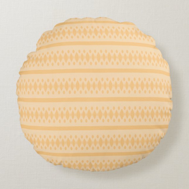 Modern Neutral Toned Abstract Stripe Design Round Pillow (Front)