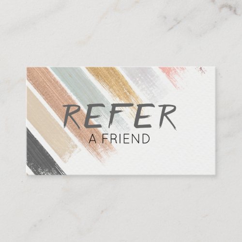 Modern Neutral Watercolor Brush Strokes Referral Card