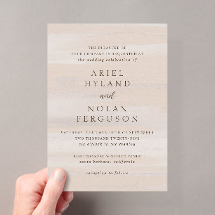 Modern Neutral Watercolor Elegant Wedding Acrylic Invitations