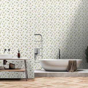 Modern Neutral Watercolor Floral Peel and Stick Wallpaper