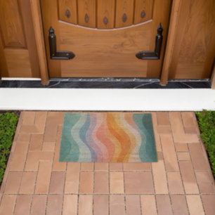Modern Neutral Wave • Minimalist Deco • Trendy Fiber Doormat