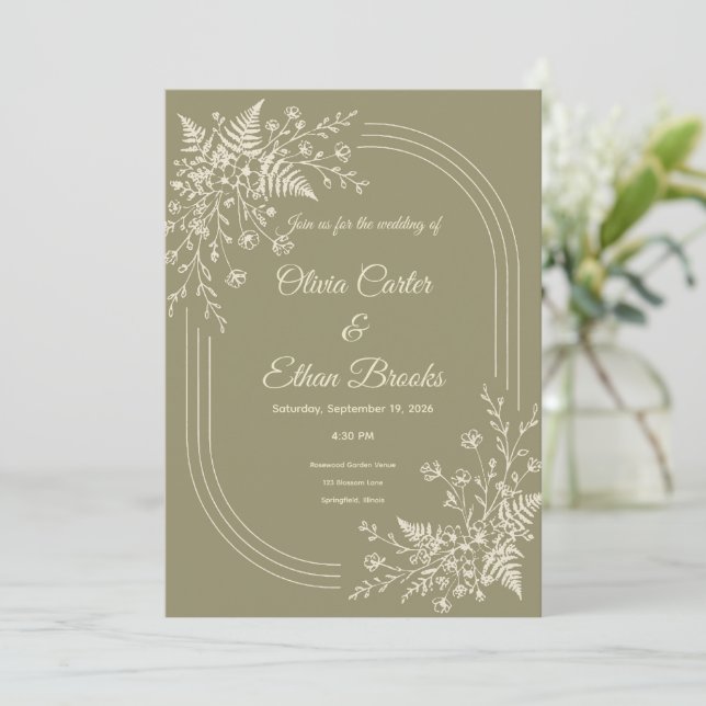 Modern Neutral Wedding Invitation (Standing Front)