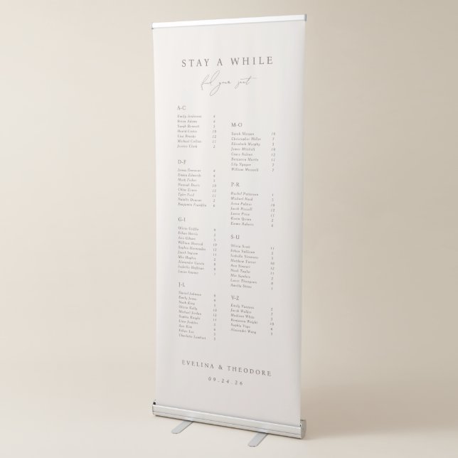 Modern Neutral Wedding Seating Chart Retractable Banner (3/4)