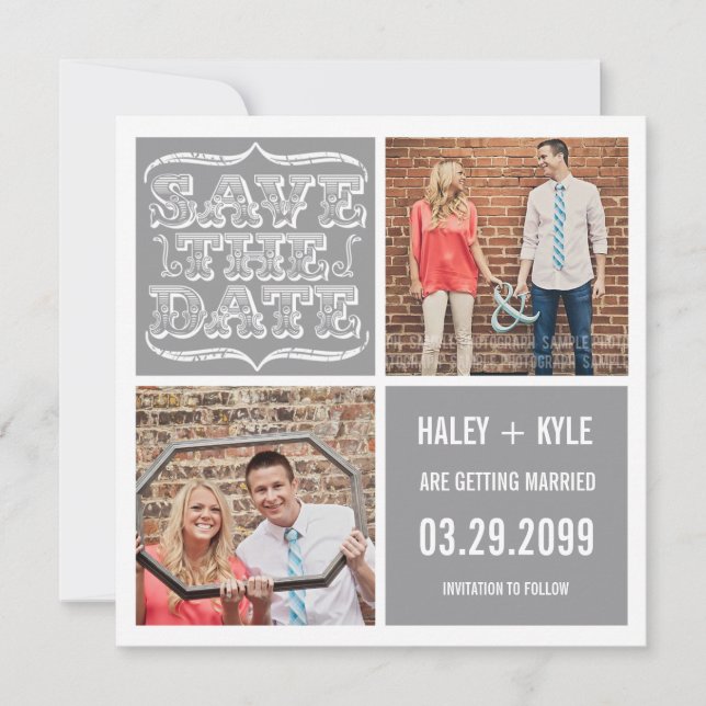 Modern NEUTRALS Gray Save the Date Photo Cards (Front)