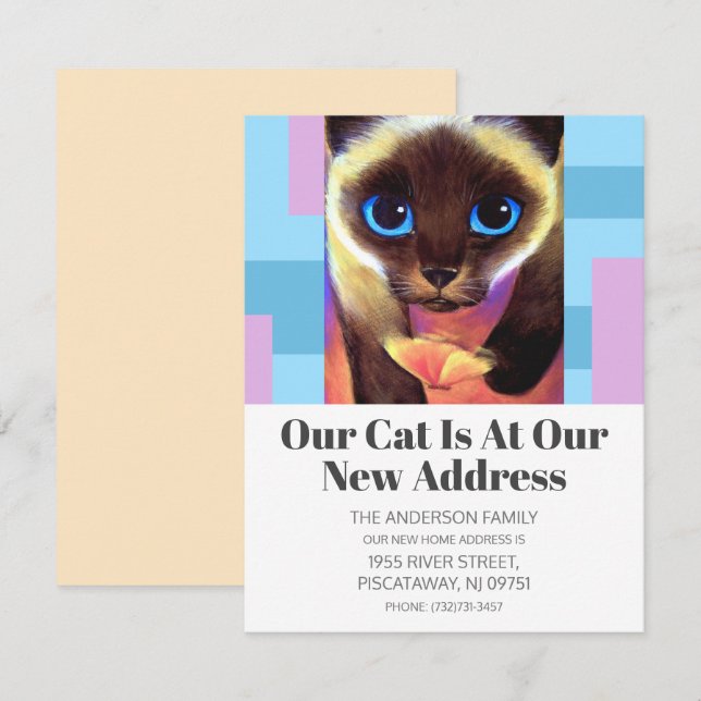 Modern New Address We've Moved Pet Cat Text Announcement (Front/Back)