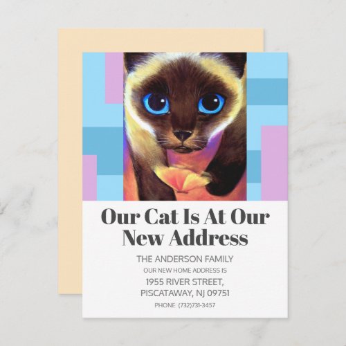 Modern New Address Weve Moved Pet Cat Text Announcement