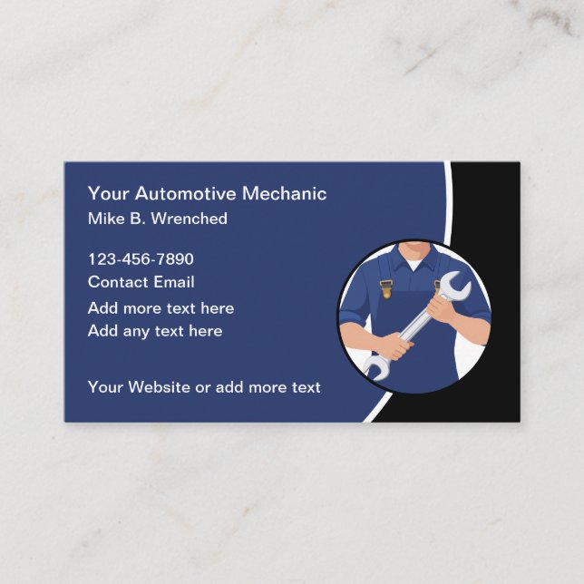 Modern New Automotive Mobile Car Mechanic Business Card (Front)