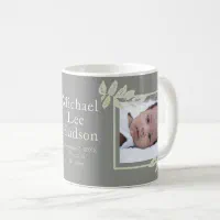 Baby Boy Photo Birth Record Stat Simple Modern Mug